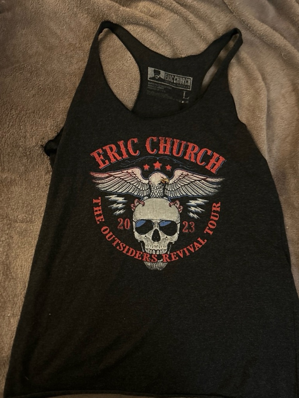 Eric Church Black Tour Tank with Skull & Eagle Graphic
